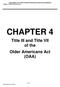 DEPARTMENT OF ELDER AFFAIRS PROGRAMS AND SERVICES HANDBOOK Chapter 4: Older Americans Act CHAPTER 4