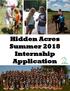 Hidden Acres Summer 2018 Internship Application