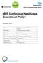 NHS Continuing Healthcare Operational Policy