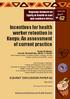 Incentives for health worker retention in Kenya: An assessment of current practice
