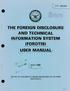 THE^FOREIGNDISCLOSURE AND TECHNICAL jnfobjviation SYSTEIVI (FORDTIS) USER MANUAL