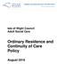 Ordinary Residence and Continuity of Care Policy