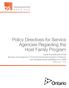 Policy Directives for Service Agencies Regarding the Host Family Program