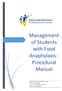 Management of Students with Food Anaphylaxis - Procedural Manual