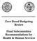 Zero-Based Budgeting Review. Final Subcommittee Recommendations for Health & Human Services