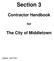 Section 3. Contractor Handbook. The City of Middletown. for