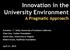 Innovation in the University Environment A Pragmatic Approach