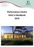 Performance Centre Hirer s Handbook 2018