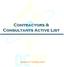 Table of Contents: Table of Contents: Contractors Active Lists: Approved Contractors Grade A :... 4
