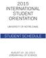 2015 INTERNATIONAL STUDENT ORIENTATION