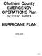 Chatham County EMERGENCY OPERATIONS Plan INCIDENT ANNEX HURRICANE PLAN