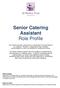 Senior Catering Assistant Role Profile