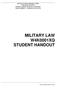 MILITARY LAW W4K0001XQ STUDENT HANDOUT