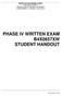 PHASE IV WRITTEN EXAM B4X0657XW STUDENT HANDOUT