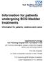 Information for patients undergoing BCG bladder treatments