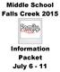 Middle School Falls Creek Information Packet July 6-11
