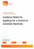 Guidance Notes for Applying for a Licence to Generate Electricity