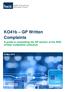 KO41b GP Written Complaints. A guide to completing the GP section of the NHS written complaints collection