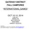 GATEWAY DISTRICT FALL CAMPOREE INTERNATIONAL GAMES OCT 10-12, 2014 FOR ALL WEBELOS BOY SCOUTS VENTURES VARSITY SCOUTS