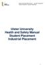 Ulster University Health and Safety Manual Student Placement Industrial Placement