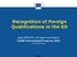 Recognition of Foreign Qualifications in the EU