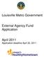 Louisville Metro Government. External Agency Fund Application