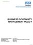 BUSINESS CONTINUITY MANAGEMENT POLICY