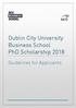 Dublin City University Business School PhD Scholarship Guidelines for Applicants
