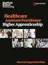 Healthcare. Higher Apprenticeship. Assistant Practitioner. shu.ac.uk/apprenticeships