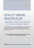 2016/17 MAORI HEALTH PLAN