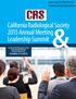 2015 Annual Meeting. Leadership Summit. California Radiological Society. Earn up to 9 Units of Continuing Education. California Radiological Society