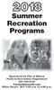 Summer Recreation Programs