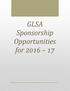 GLSA Sponsorship Opportunities for