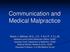 Communication and Medical Malpractice