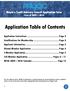 Application Table of Contents