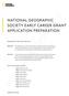 NATIONAL GEOGRAPHIC SOCIETY EARLY CAREER GRANT APPLICATION PREPARATION