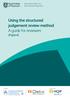 National Mortality Case Record Review Programme. Using the structured judgement review method A guide for reviewers (England)
