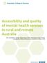 Accessibility and quality of mental health services in rural and remote Australia