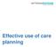 Effective use of care planning