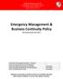 Emergency Management & Business Continuity Policy (Anonymised version)